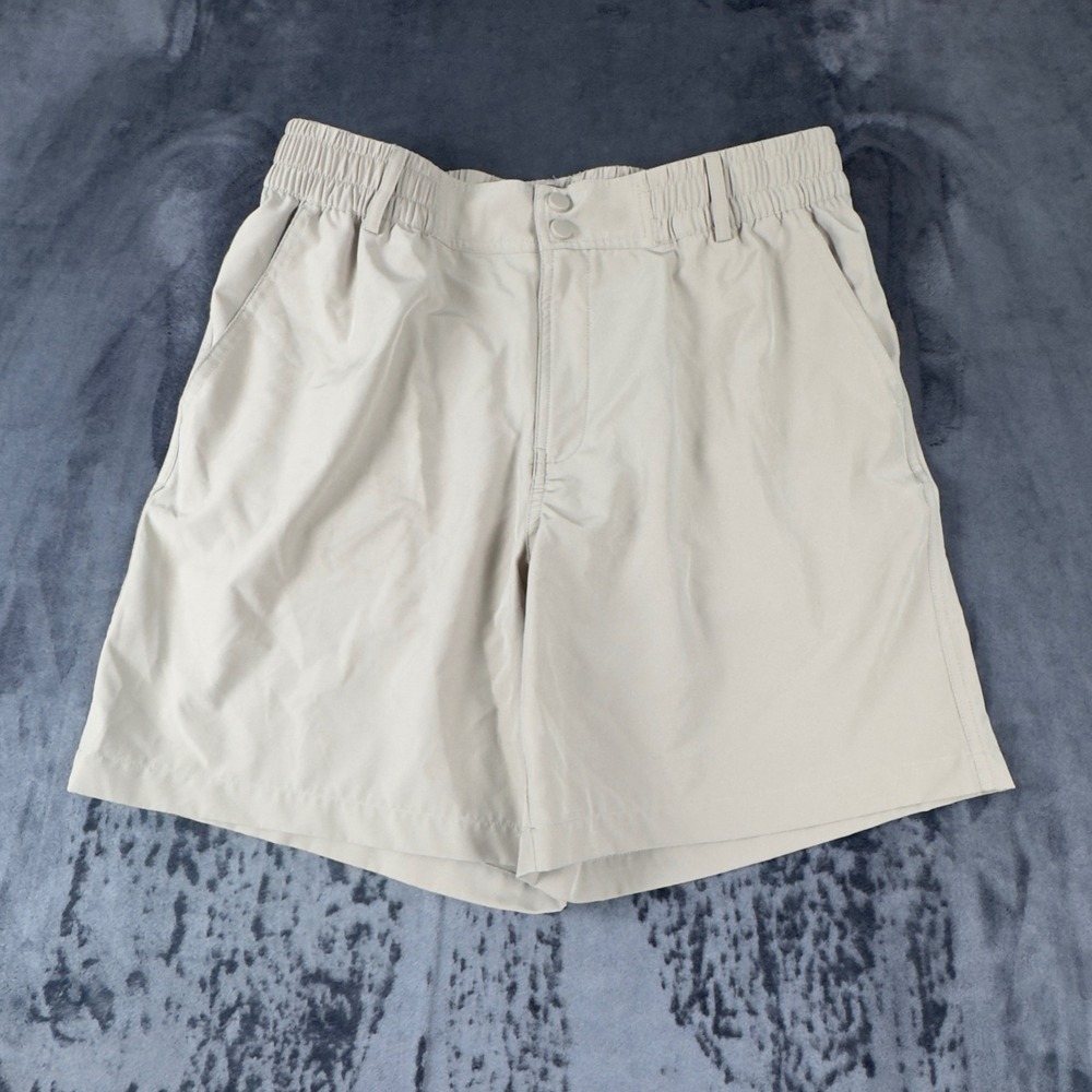 Burlebo Performance Shorts Mens Size Medium Khaki Elastic Waist Activewear